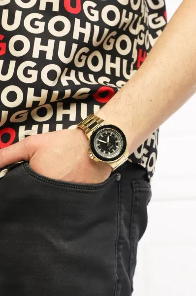 Guess Track Grey Dial Gold Steel Strap Watch for Men - GW0426G2