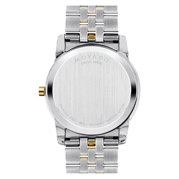 Movado Museum Classic Diamonds Black Dial Two Tone Steel Strap Watch For Men - 0606879
