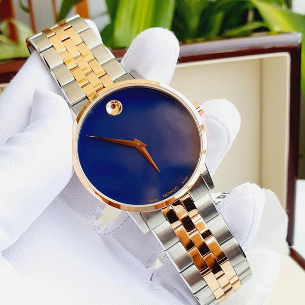 Movado Museum Classic Blue Dial Two Tone Steel Strap Watch for Men - 0607267