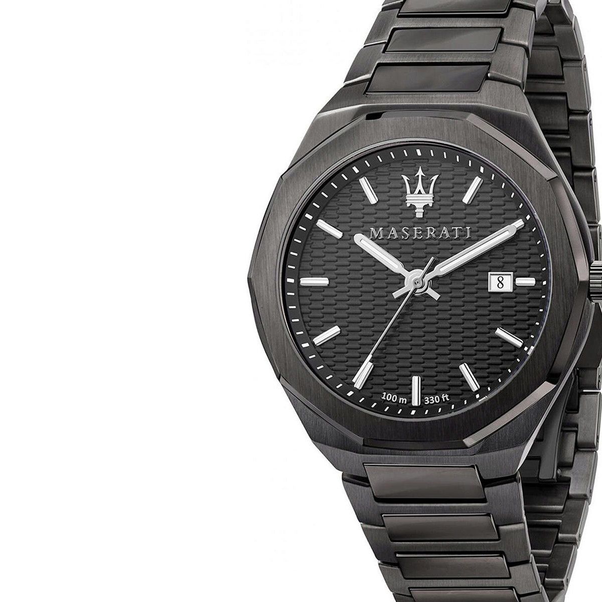 Maserati Stile Quartz Black Dial Black Steel Strap Watch For Men - R8853142001
