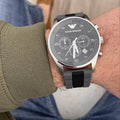 Emporio Armani Sportivo Black Dial Two Tone Ceramic Bracelet Watch For Men - AR5866