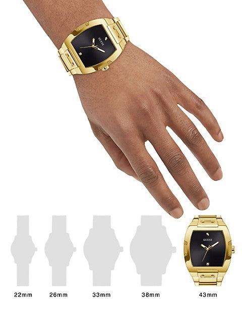 Guess Phoenix Black Dial Gold Steel Strap Watch for Men - GW0387G2