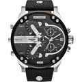 Diesel Mr Daddy Chronograph Black Dial Black Leather Strap Watch For Men - DZ7313