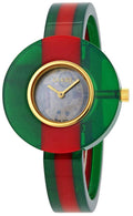 Gucci Vintage Web Mother of Pearl Dial Two Tone Plastic Strap Watch For Women - YA143403