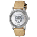Gucci G Timeless Automatic Mother of Pearl Dial Brown Leather Strap Watch For Women - YA1264112