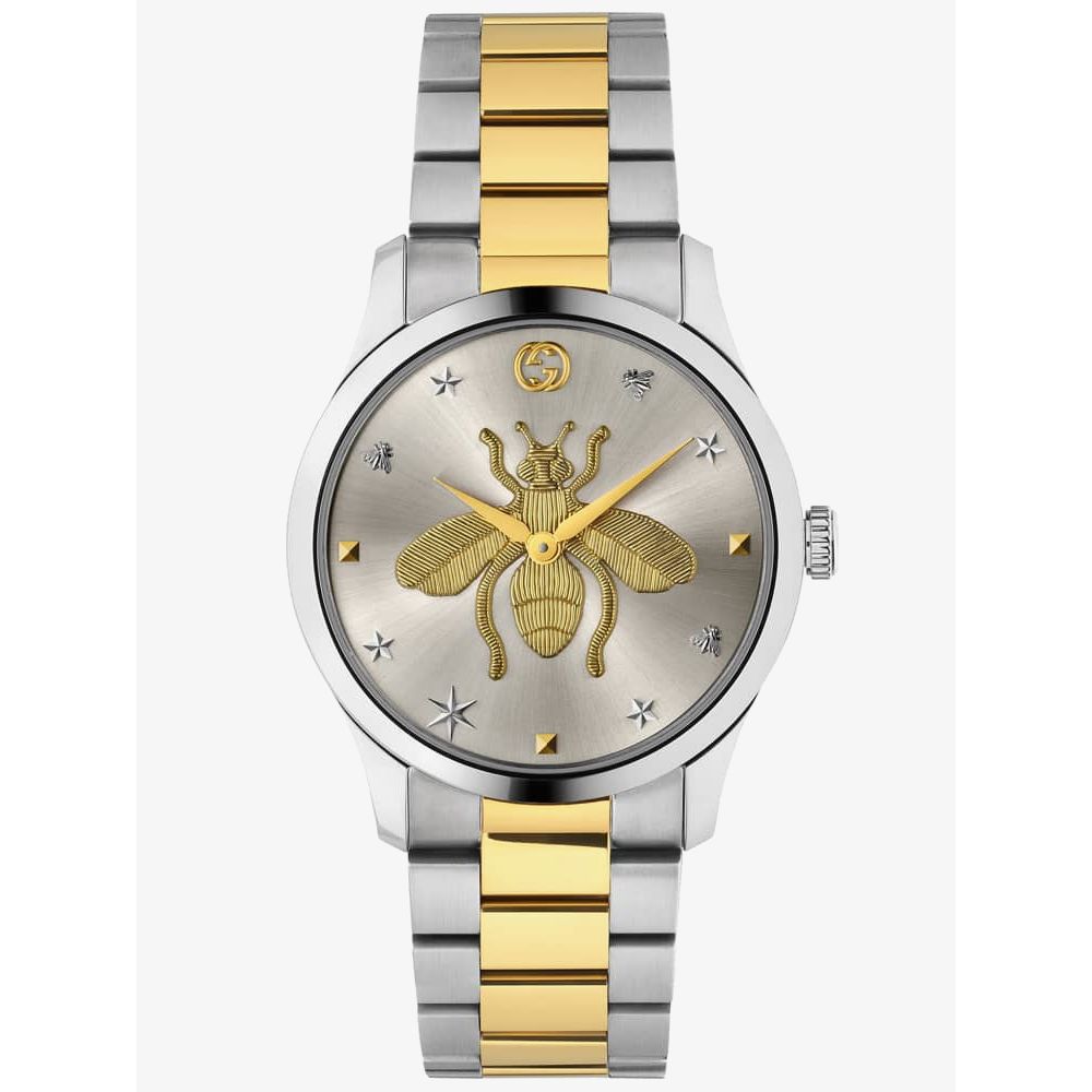 Gucci G Timeless Silver Dial Two Tone Steel Strap Watch For Women - YA126599