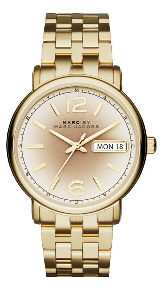 Marc Jacobs Fergus Gunmetal Grey Dial Gold Steel Strap Watch for Women - MBM3429