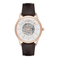 Emporio Armani Epoca White Skeletal Dial Black Leather Strap Watch For Men - AR2073