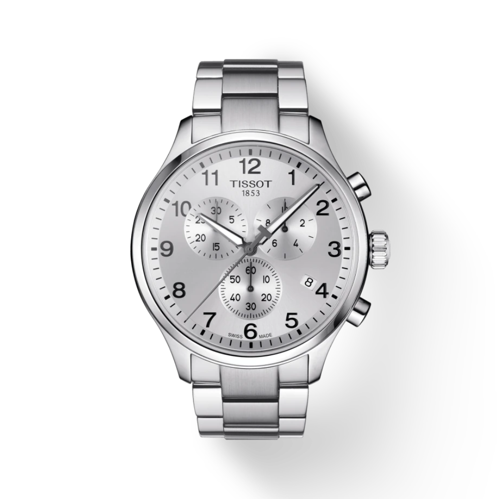 Tissot Chrono XL Classic Silver Dial Silver Steel Strap Watch For Men - T116.617.11.037.00