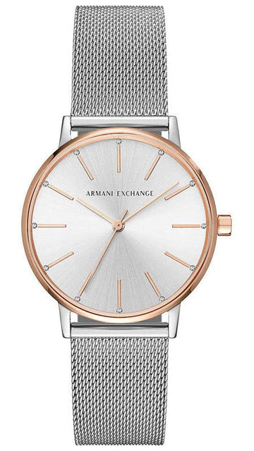 Armani Exchange Lola Analog White Dial Silver Mesh Strap Watch For Women - AX5537