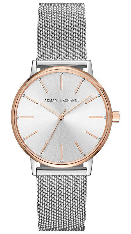Armani Exchange Lola Analog White Dial Silver Mesh Strap Watch For Women - AX5537