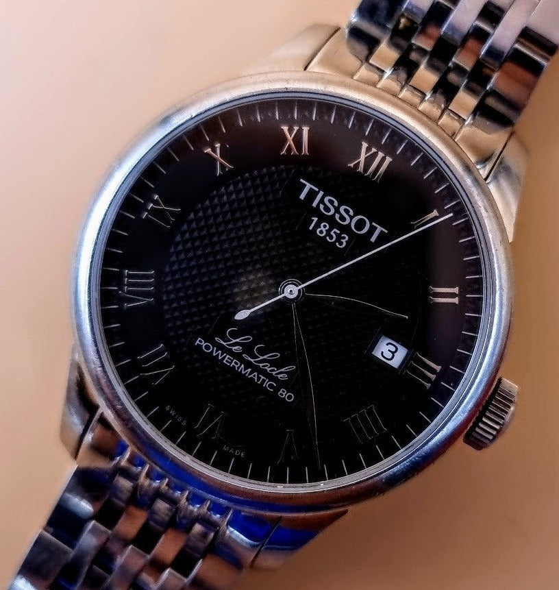 Tissot Le Locle Powermatic 80 Black Dial Silver Steel Strap Watch For Men - T006.407.11.053.00