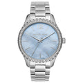 Michael Kors Layton Chronograph Mother of Pearl Blue Dial Silver Steel Strap Watch For Women - MK6847