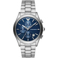 Emporio Armani Chronograph Blue Dial Silver Steel Strap Watch For Men - AR11528