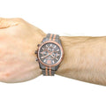 Michael Kors Lexington Chronograph Black Dial Two Tone Steel Strap Watch for Men - MK8561