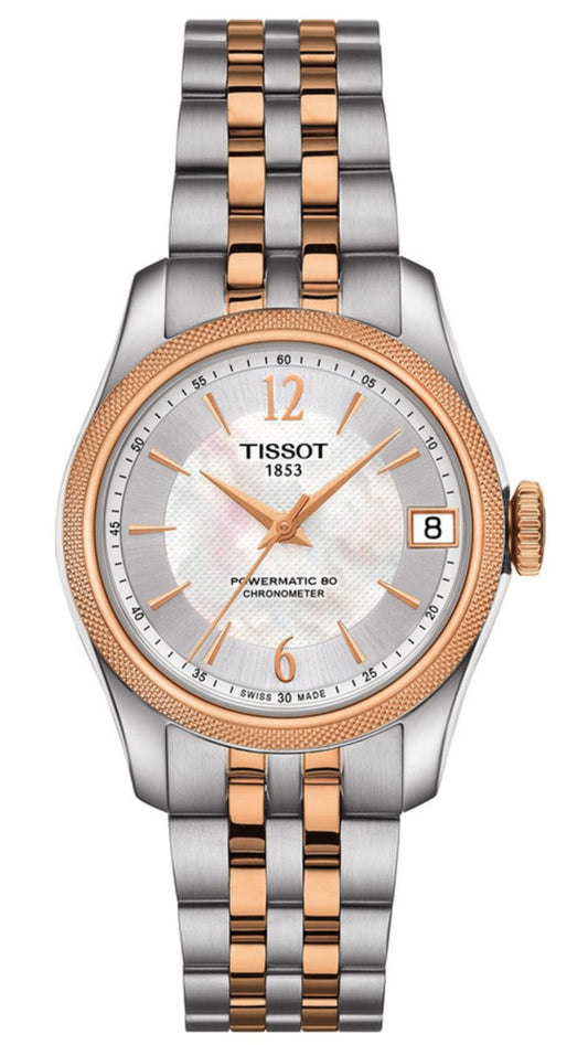Tissot Ballade Powermatic 80 Cosc Mother of Pearl Dial Two Tone Steel Strap Watch For Women - T108.208.22.117.01