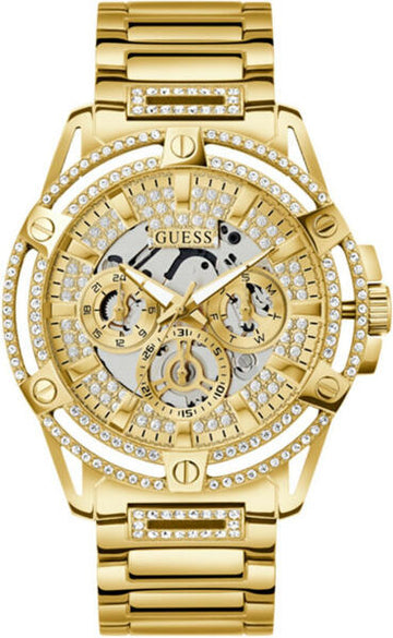 Guess Queen Quartz Gold Dial Gold Steel Strap Watch For Men - GW0497G2