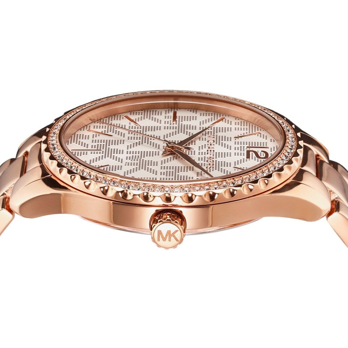 Michael Kors Layton Three Hand Silver Dial Rose Gold Steel Strap Watch For Women - MK7297