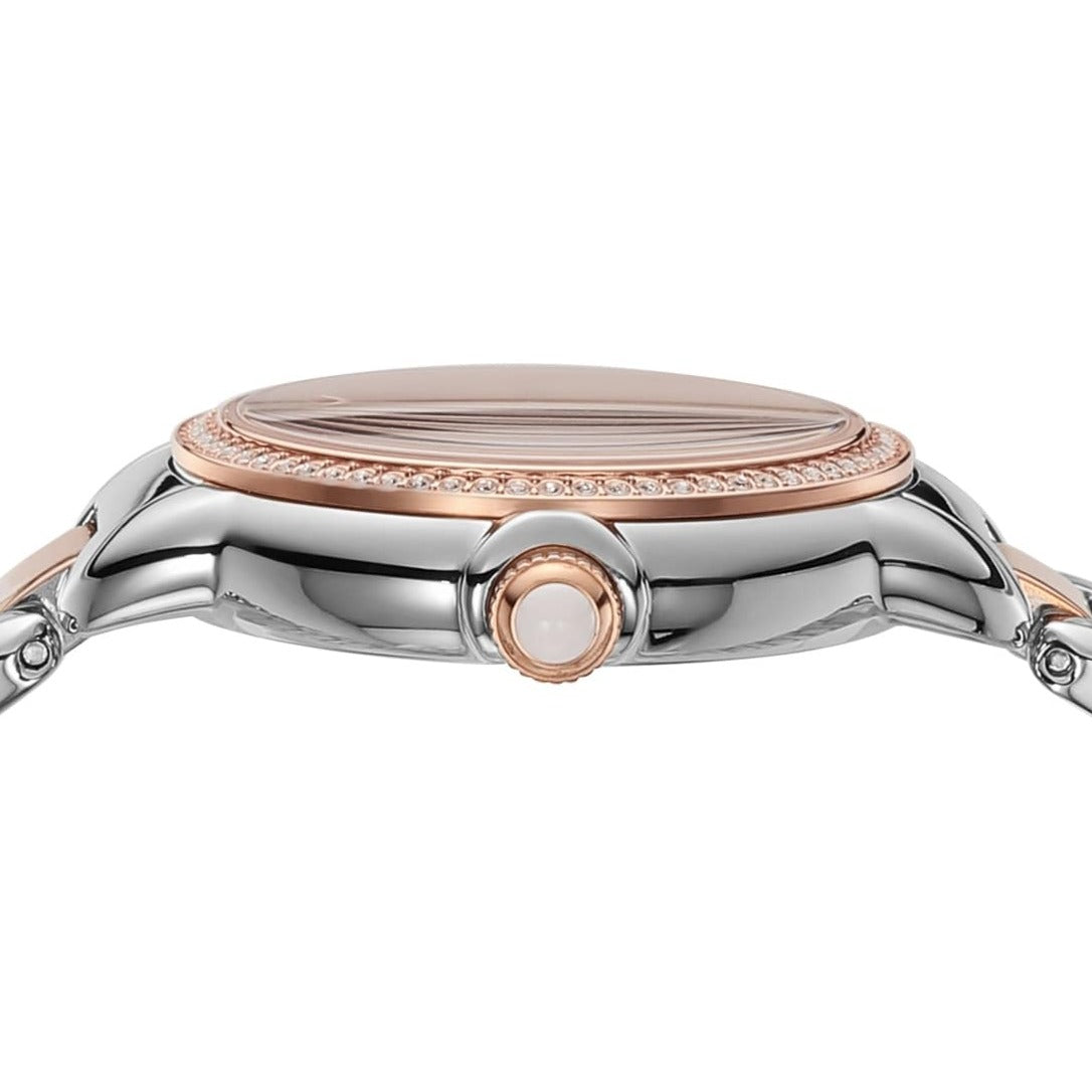 Emporio Armani Three Hand Quartz Mother of Pearl Dial Two Tone Steel Strap Watch For Women - AR11569