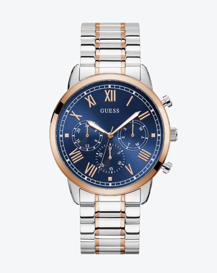 Guess Hendrix Chronograph Blue Dial Two Tone Steel Strap Watch for Men - W1309G4