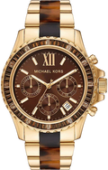 Michael Kors Everest Chronograph Brown Dial Two Tone Steel Strap Watch For Women - MK6973