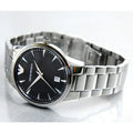 Emporio Armani Classic Quartz Black Dial Silver Steel Strap Watch For Women - AR2441