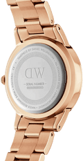 Daniel Wellington Iconic Link Black Dial Rose Gold Steel Strap Watch for Women - DW00100210