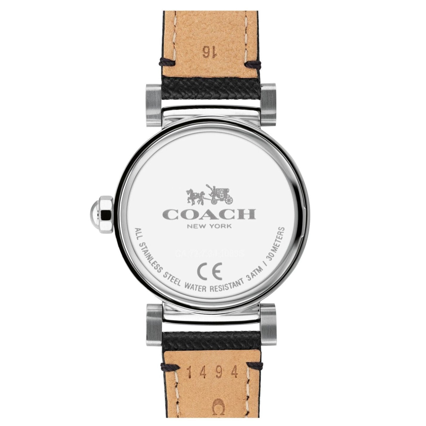 Coach Madison White Dial Black Leather Strap Watch for Women - 14502399