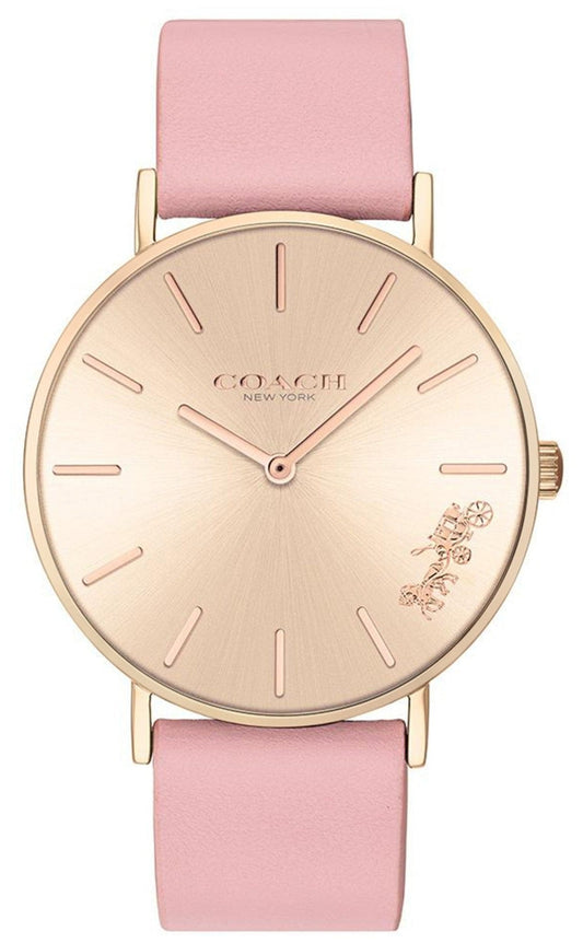 Coach Delancey Gold Dial Pink Leather Strap Watch for Women - 14503332