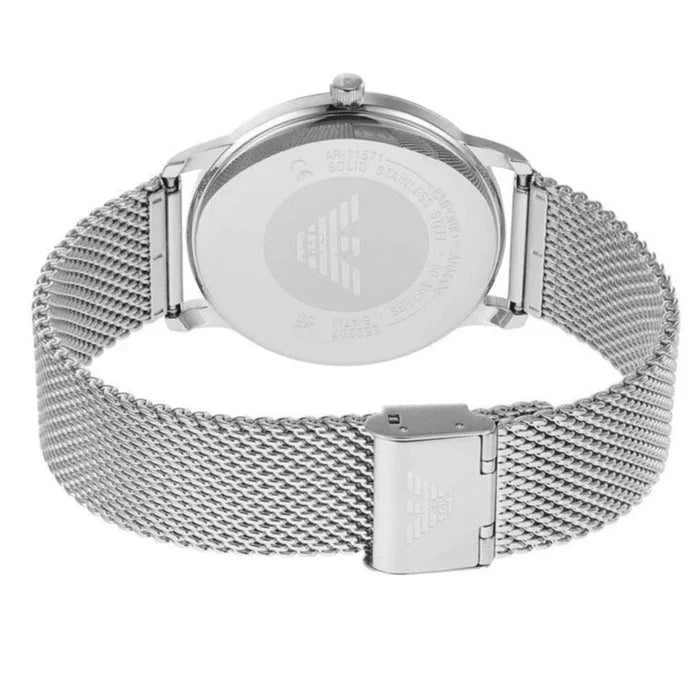 Emporio Armani Minimalist Quartz Blue Dial Silver Steel Strap Watch For Men - AR11571
