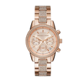 Michael Kors Ritz Chronograph Rose Gold Dial Rose Gold Steel Strap Watch For Women - MK6485