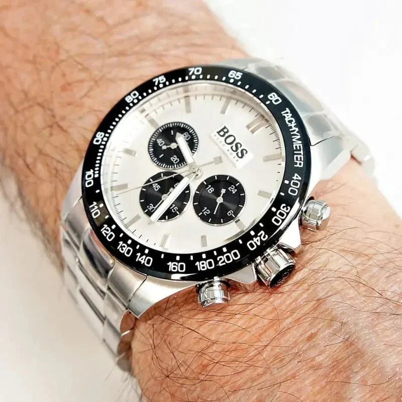 Hugo Boss Ikon White Dial Silver Steel Strap Watch for Men - 1512964