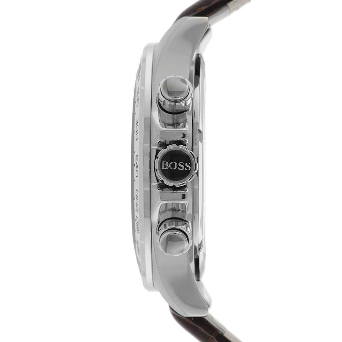 Hugo Boss Ikon White Dial Brown Leather Strap Watch for Men - 1513175