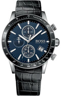 Hugo Boss Rafale Chronograph Blue Dial Black Leather Strap Watch For Men - 1513391