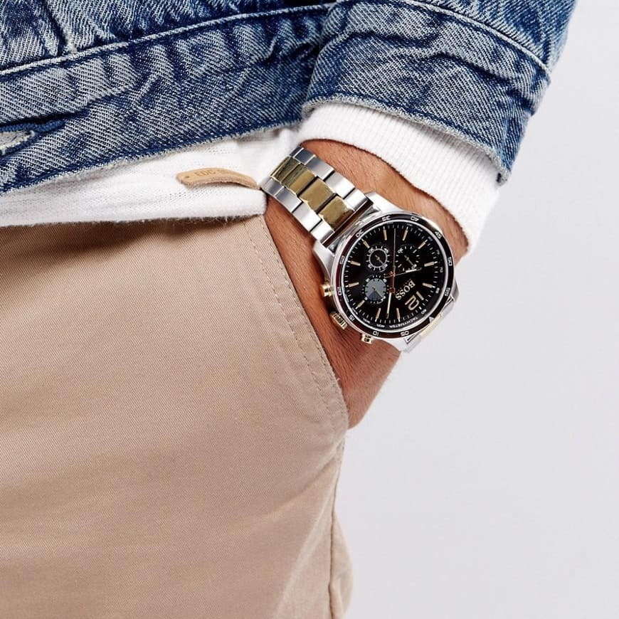 Hugo Boss Professional Black Dial Two Tone Steel Strap Watch for Men - 1513529