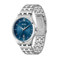 Hugo Boss Officer Chronograph Blue Dial Silver Steel Strap Watch for Men - 1513615