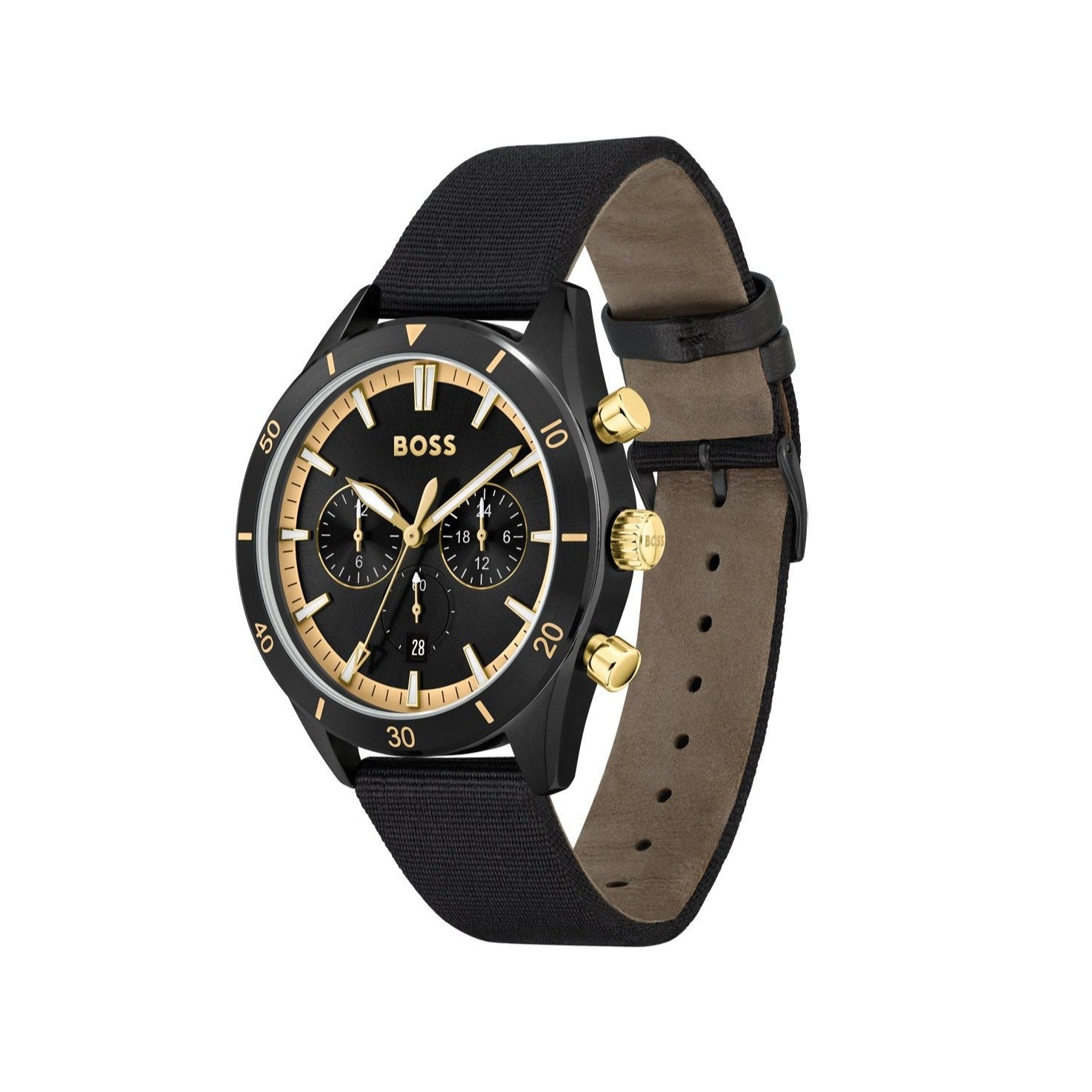 Hugo Boss Santiago Black Dial Black Nylon Strap Watch for Men - 1513935