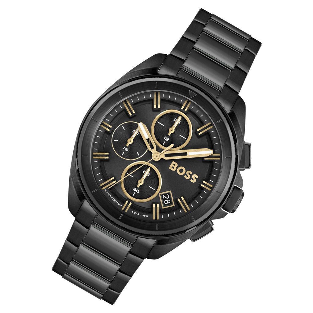 Hugo Boss Driver Black Dial Black Steel Strap Watch for Men - 1513277