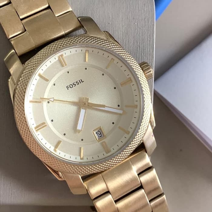 Fossil Machine Gold Dial Gold Steel Strap Watch for Men - FS5264