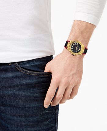 Versace Chain Reaction Quartz Black Dial Red & Black Rubber Strap Watch for Men - VEDY00319