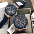 Guess Zena Blue Dial Blue Silicone Strap Watch For Women - W1049L2