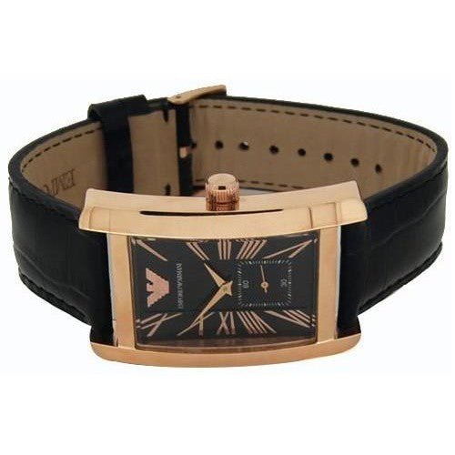 Emporio Armani Classic Black Dial Black Leather Strap Watch For Men - AR0168
