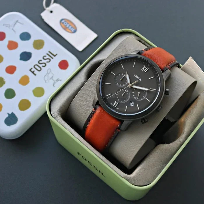 Fossil Neutra Chronograph Grey Dial Brown Leather Strap Watch for Men - FS5512
