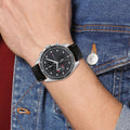 Tommy Hilfiger Parker Chronograph Quartz Grey Dial Black Leather Strap Watch For Men - 1791838