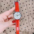 Tissot Chemin Des Tourelles Powermatic 80 Mother of Pearl White Dial Red Leather Strap Watch For Women - T099.207.16.118.00
