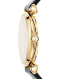 Emporio Armani Gianni T-Bar Quartz Mother of Pearl Dial Black Leather Strap Watch For Women - AR1910