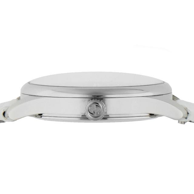 Gucci G-Timeless Mother of Pearl White Dial White Leather Strap Watch For Women - YA126597