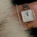 Daniel Wellington Quadro Studio White Dial Rose Gold Mesh Strap Watch For Women - DW00100517