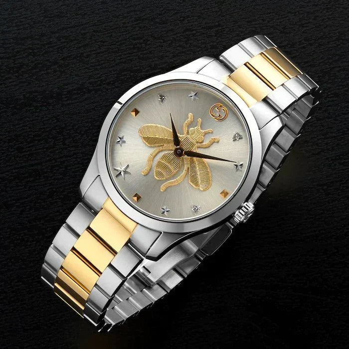 Gucci G Timeless Silver Dial Two Tone Steel Strap Watch For Women - YA126599