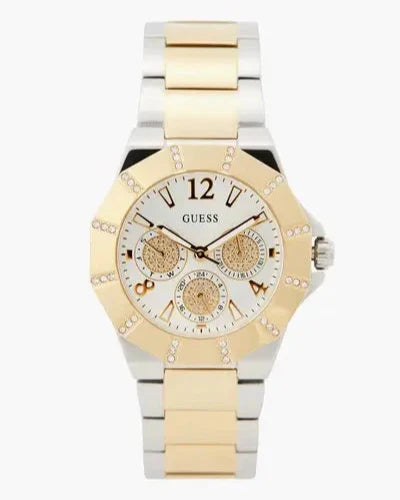 Guess Sunray Multifunction Silver Dial Two Tone Steel Strap Watch for Women - GW0616L2